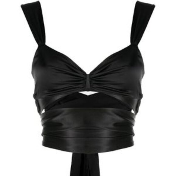 Fleur du Mal Black Silk Wrap Top (New W/ Tags) - Picture 1 of 5